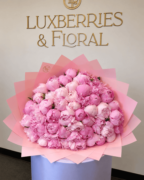100 Pink Peony Bouquet - Luxberries & Floral