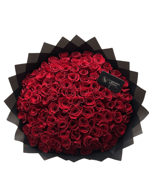100 premium Red Roses - Luxe Supreme Signature Arrangment - Luxberries & Floral