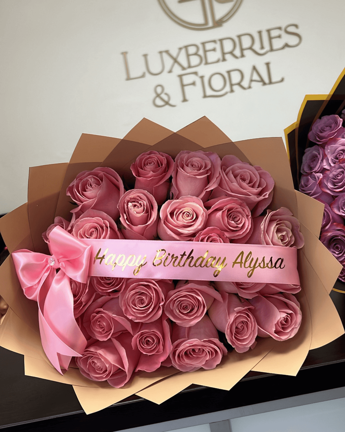25 Premium Pink Rose Bouquet - Luxberries & Floral