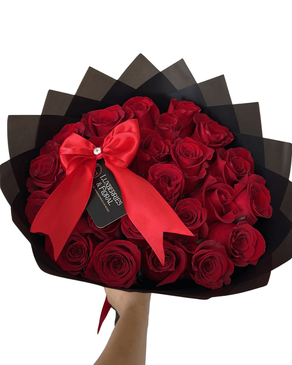 25 Premium Red Roses – Signature Luxury Bouquet - Luxberries & Floral