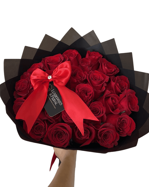 25 Premium Red Roses – Signature Luxury Bouquet - Luxberries & Floral