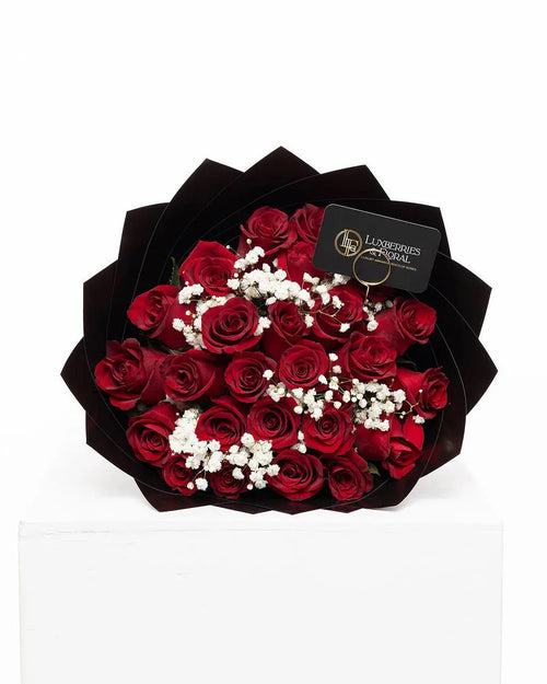 25 Roses + Baby’s Breath Bouquet - Luxberries & Floral