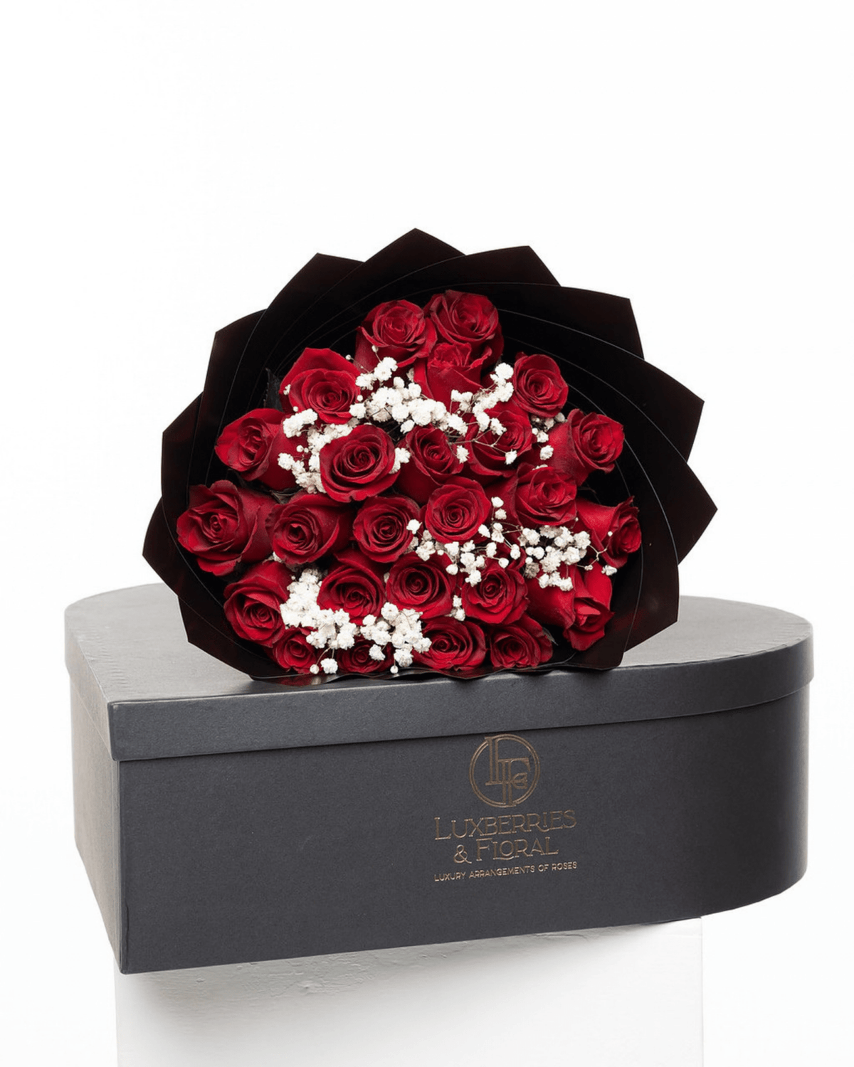 25 Roses + Baby’s Breath Bouquet - Luxberries & Floral