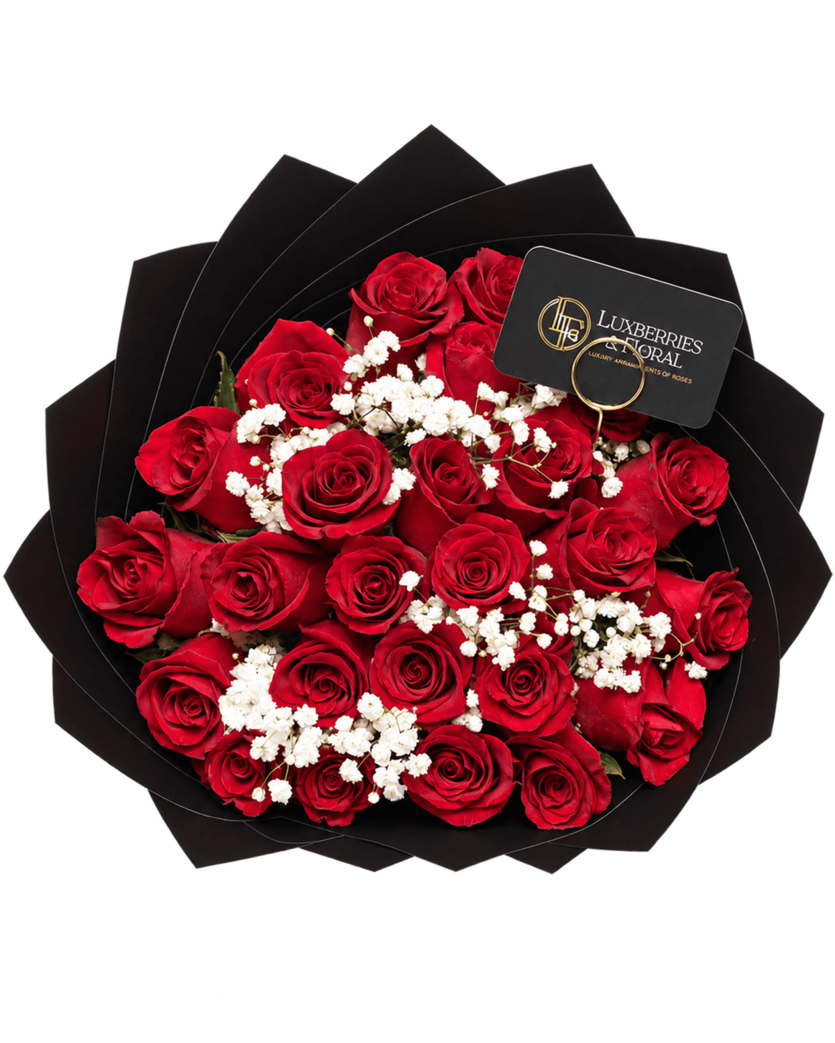 25 Roses + Baby’s Breath Bouquet - Luxberries & Floral