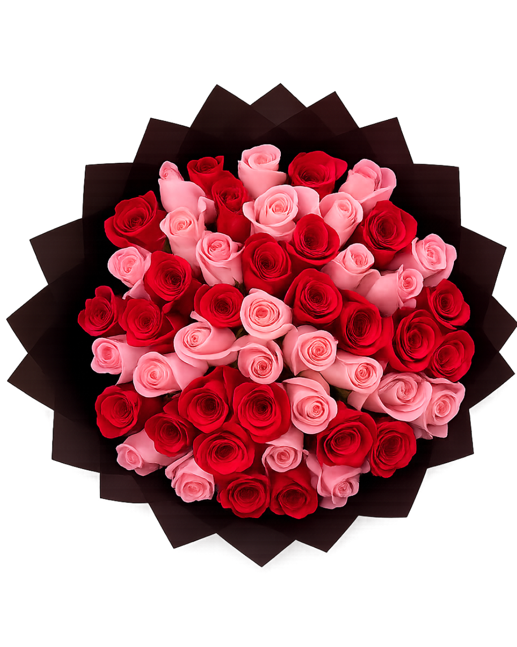 50 Red & Pink Roses Bouquet - Arrangement for Valentine’s Day Luxberries & Floral