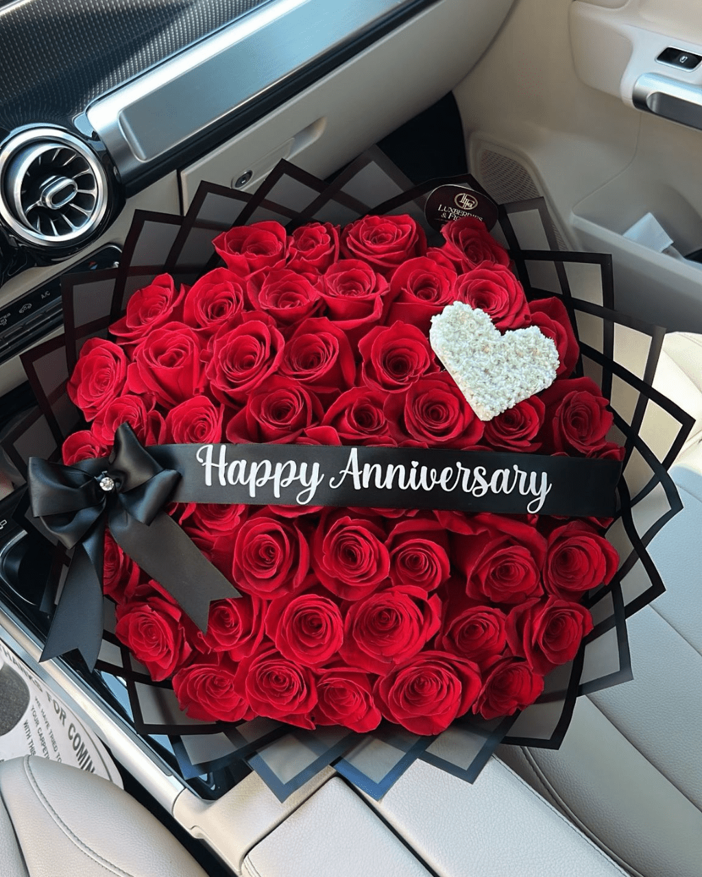 50 Premium Red or Pink Roses – Classic Signature Arrangement - Luxberries & Floral
