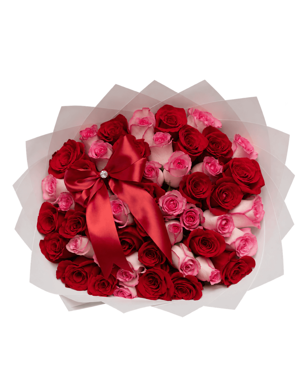 50 Red & Pink Ecuadorian Roses Bouquet - Luxberries & Floral