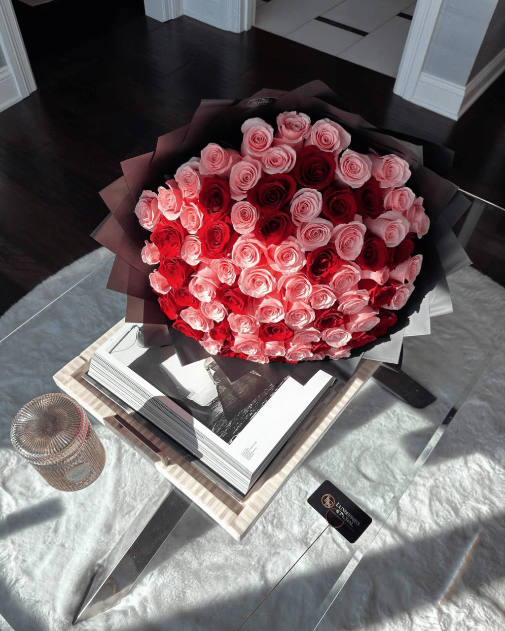 50 Red & Pink Roses Bouquet - Luxberries & Floral