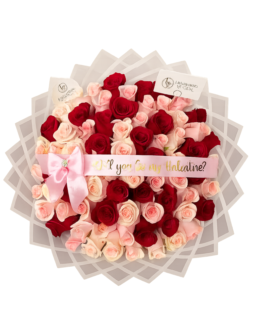 75 Pink & Red Roses Bouquet Luxberries & Floral