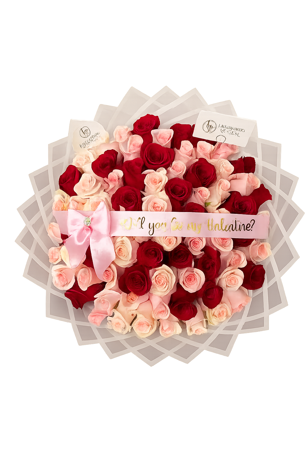 75 Pink & Red Roses Bouquet - Arrangement for Valentine’s Day