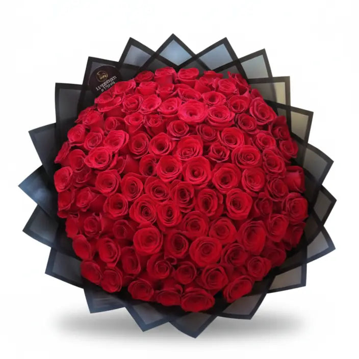 100 premium Red Roses- Luxe Supreme Signature Arrangment Luxberries & Floral