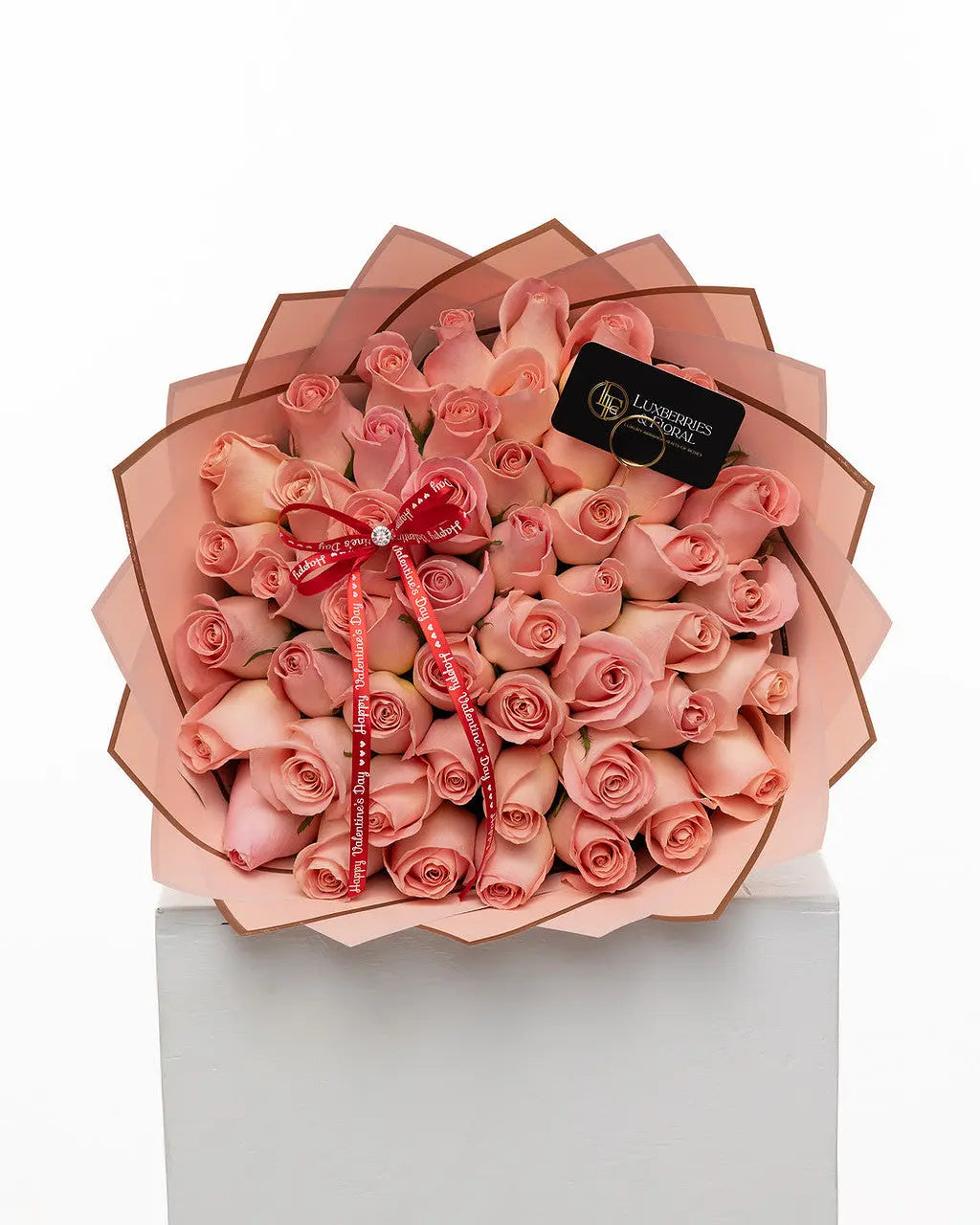 50 Pink Ecuadorian Roses Bouquet - Arrangement for Valentine’s Day Luxberries & Floral