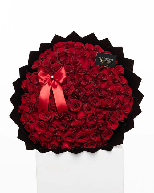 100 Red Roses Bouquet – Arrangement for Valentine’s Day Luxberries & Floral