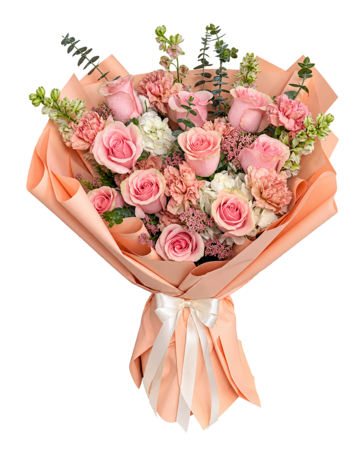 Blush Pink Rose & Carnation Bouquet - Luxberries & Floral