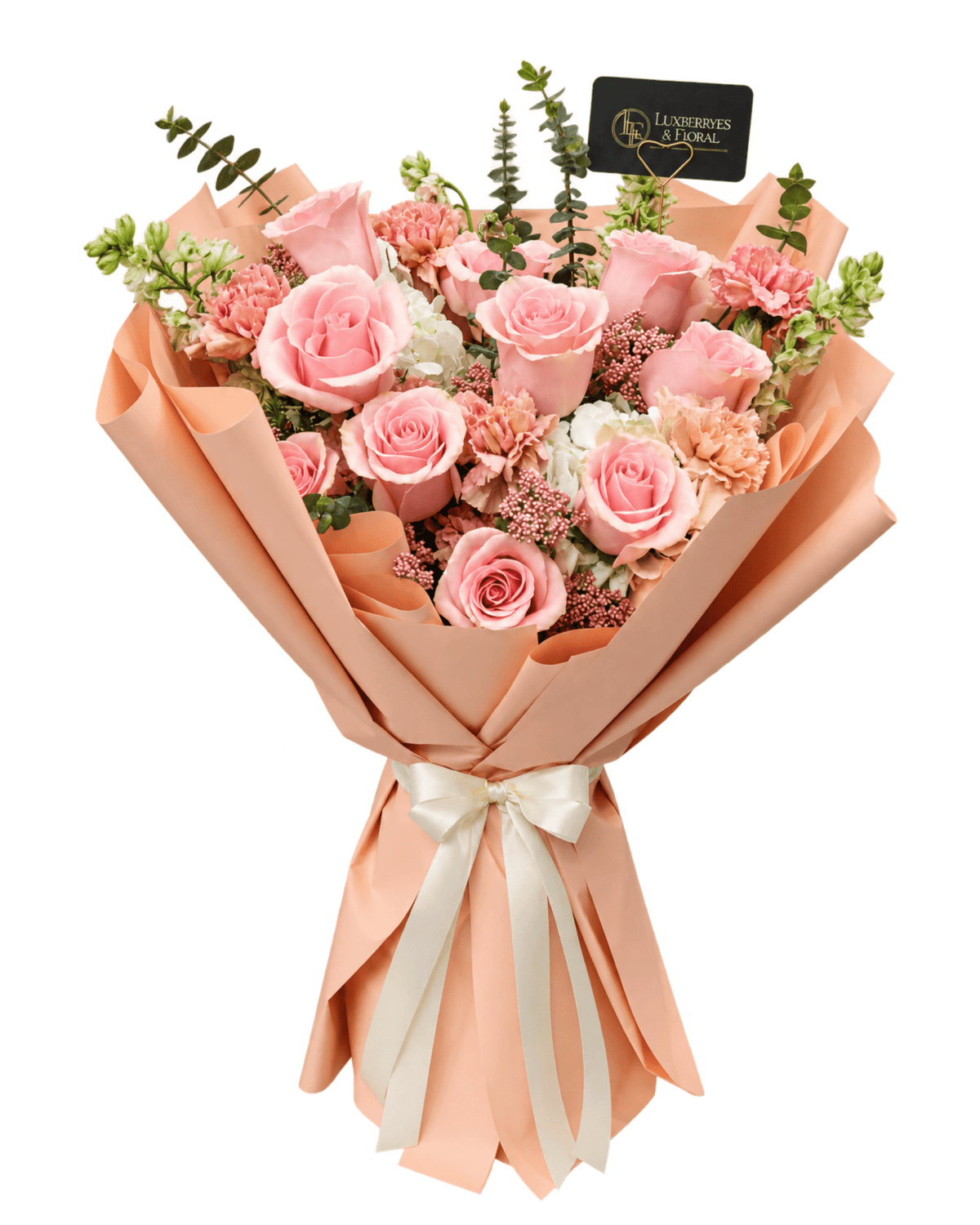 Blush Pink Rose & Carnation Bouquet - Luxberries & Floral
