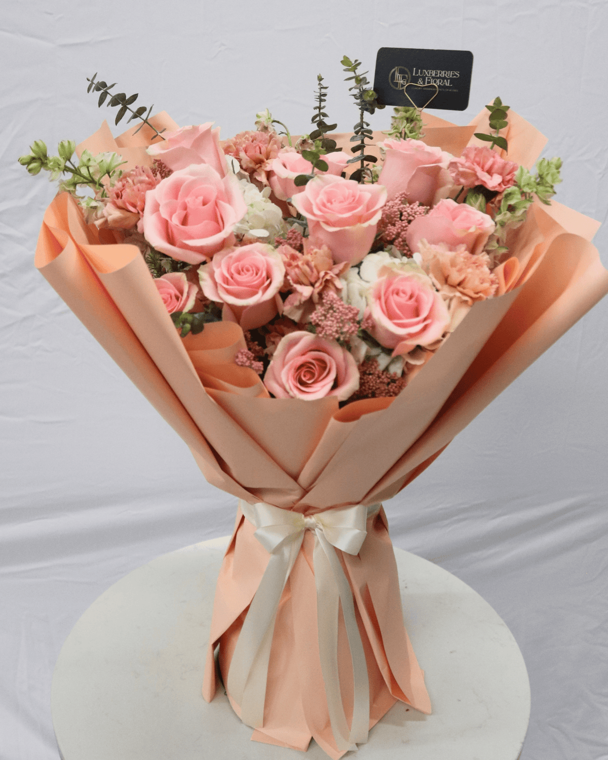 Blush Pink Rose & Carnation Bouquet - Luxberries & Floral