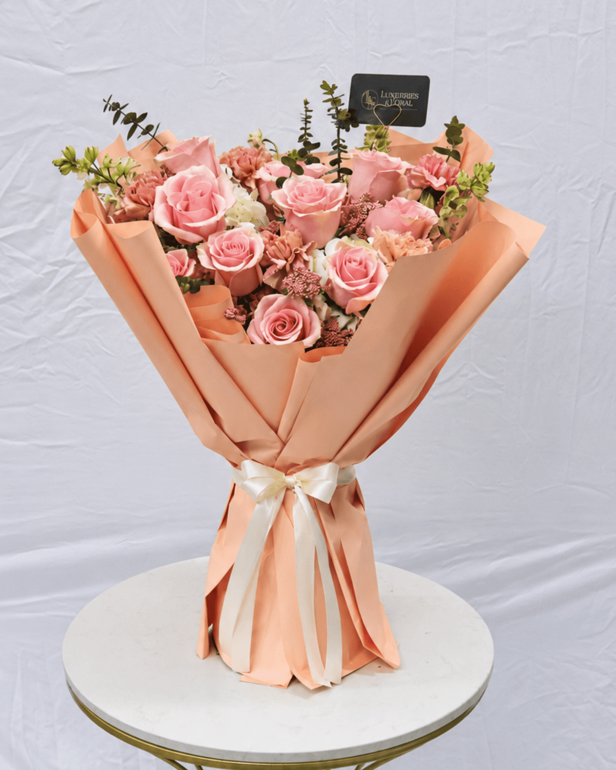Blush Pink Rose & Carnation Bouquet - Luxberries & Floral