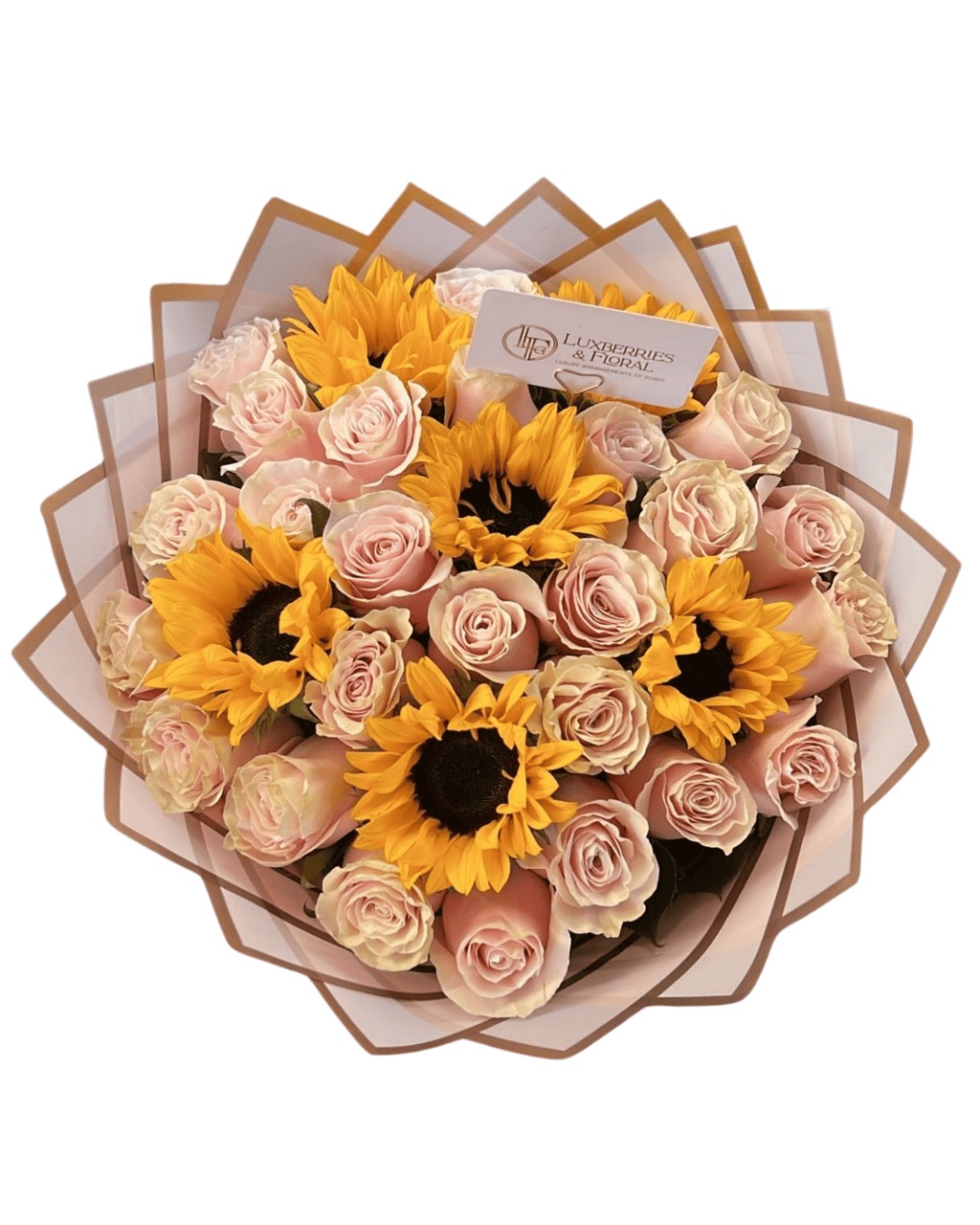 Blush Rose & Sunflower Bouquet - Luxberries & Floral