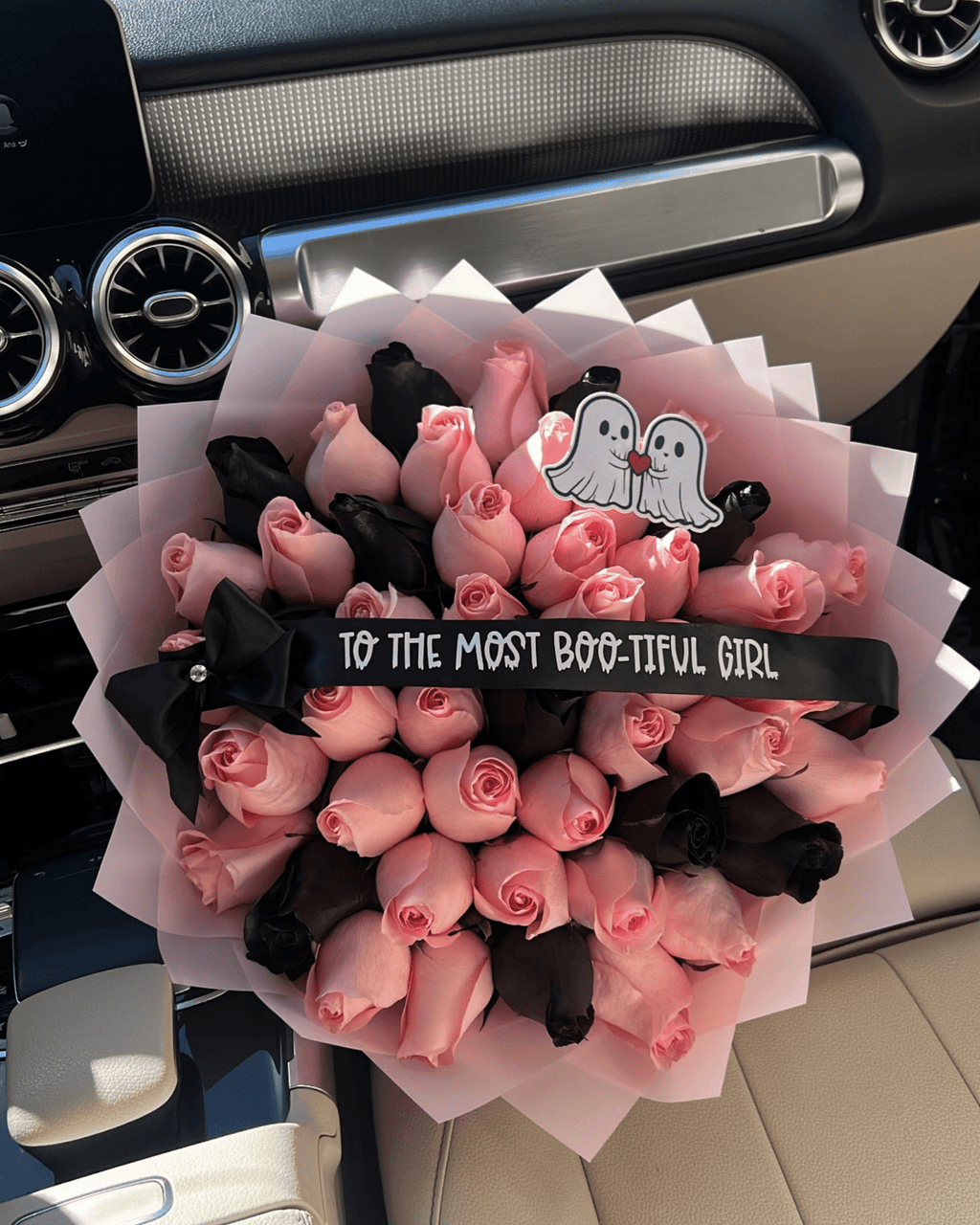 "Boo-tiful Girl" Pink & Black Rose Bouquet - Luxberries & Floral