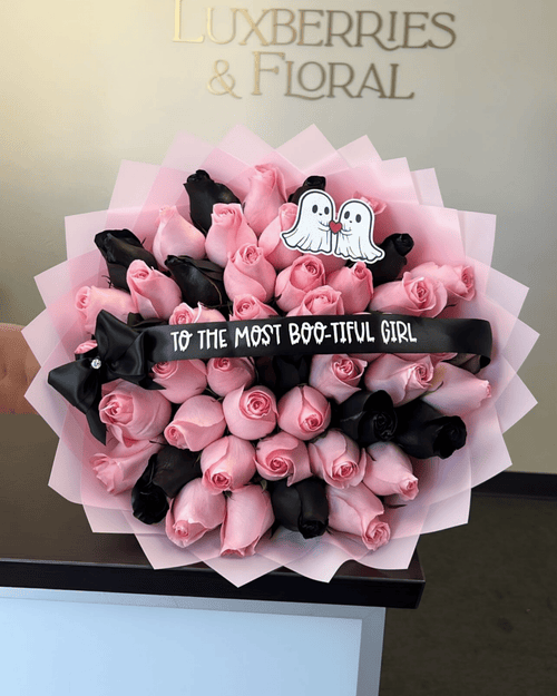 "Boo-tiful Girl" Pink & Black Rose Bouquet - Luxberries & Floral