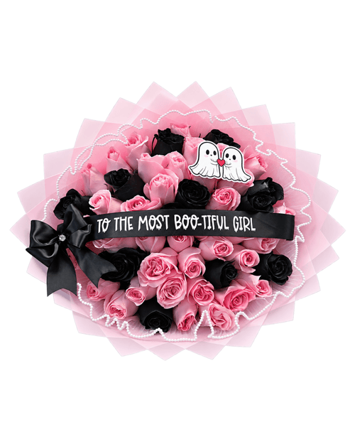"Boo-tiful Girl" Pink & Black Rose Bouquet - Luxberries & Floral