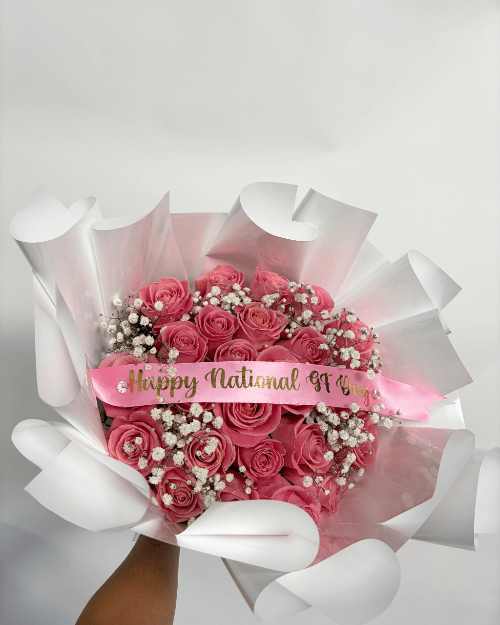 Happy National Girlfriend Day Pink Rose Bouquet - Luxberries & Floral