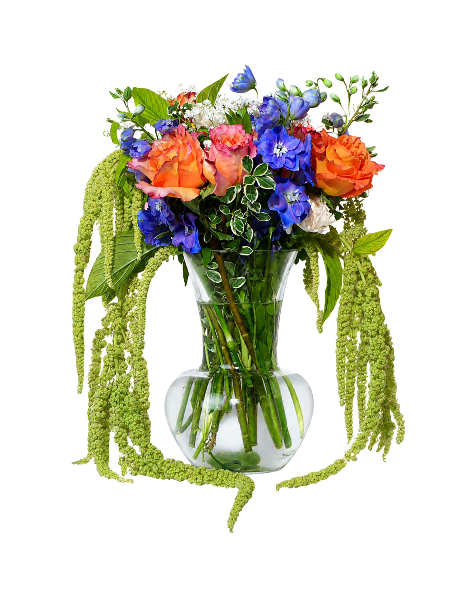 Orange Rose Cascading Vase Arrangement - Luxberries & Floral