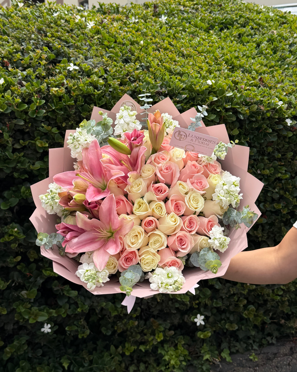 Pink Lily & Rose Grand Luxury Bouquet - Luxberries & Floral
