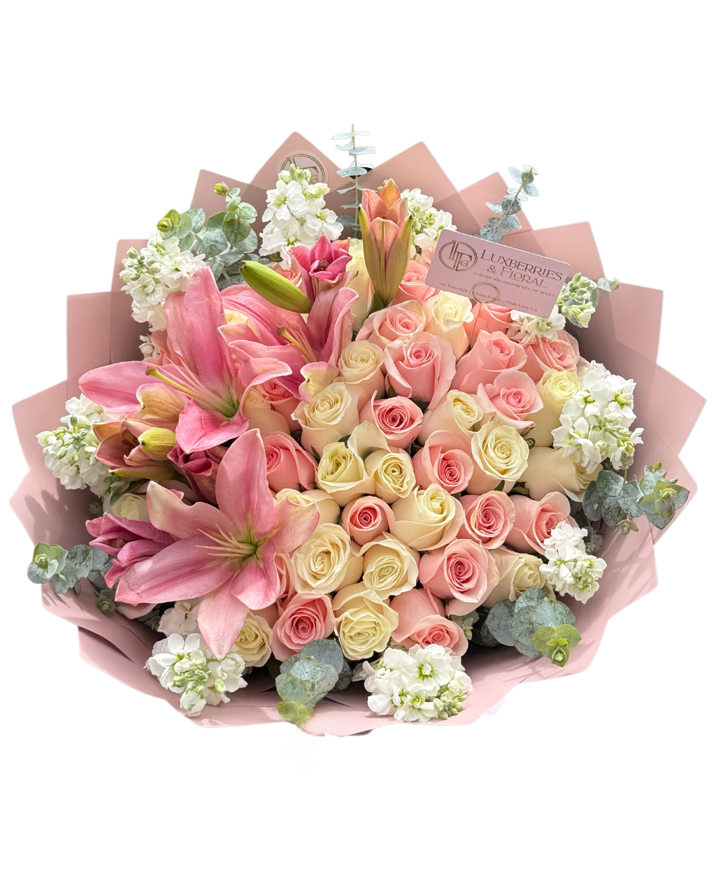 Pink Lily & Rose Grand Luxury Bouquet - Luxberries & Floral