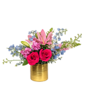 Pink Rose & Lily Garden Gold Tin Arrangement - Luxberries & Floral