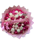 Pink & White Rose Grand Graduation Bouquet - Luxberries & Floral