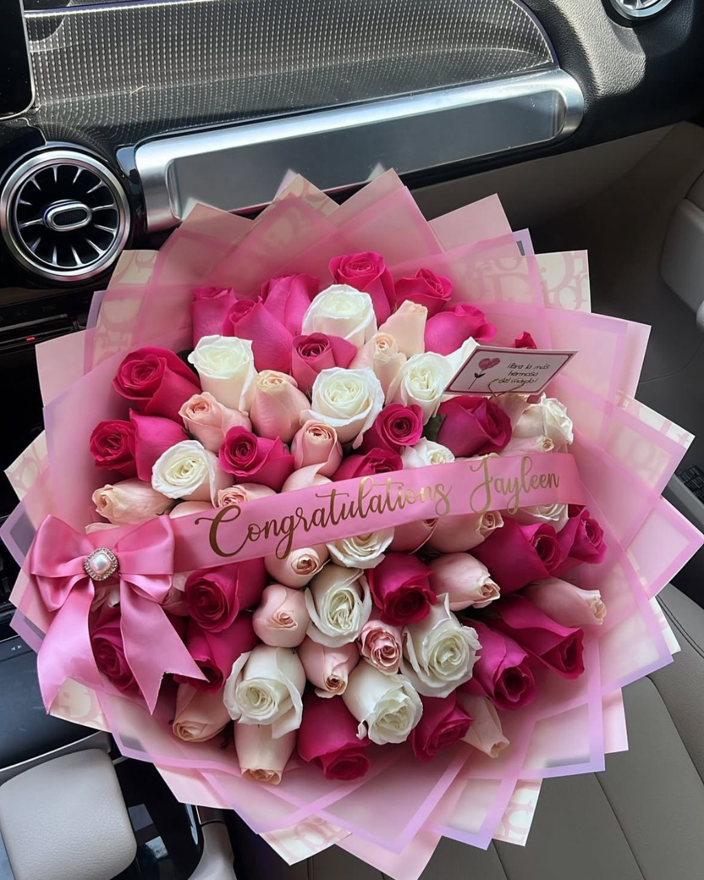 Pink & White Rose Grand Graduation Bouquet - Luxberries & Floral