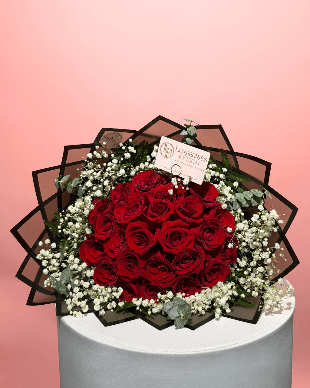 Red Rose & Baby's Breath Bouquet - Luxberries & Floral