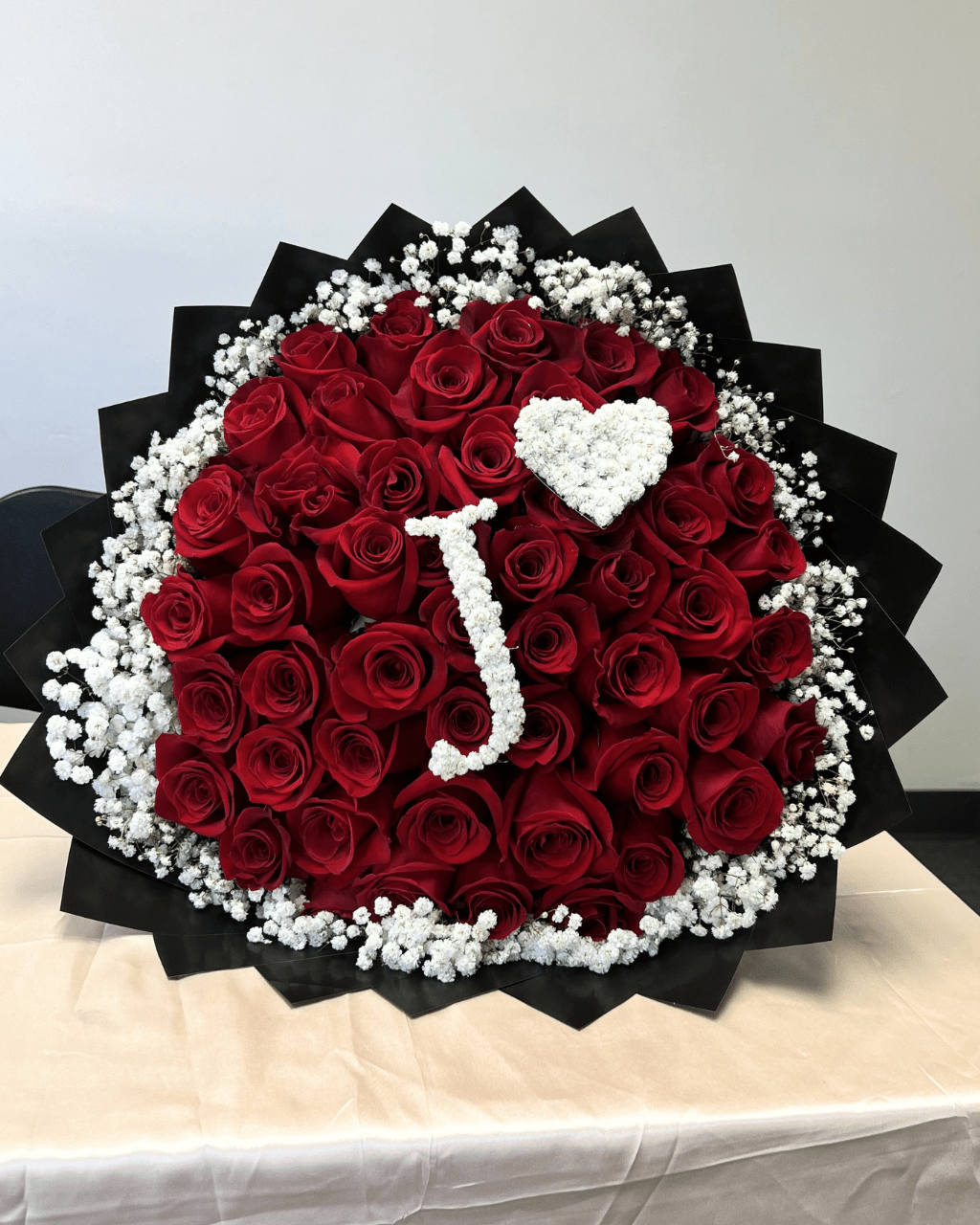 Red Rose Bouquet with Custom Initial - Luxberries & Floral