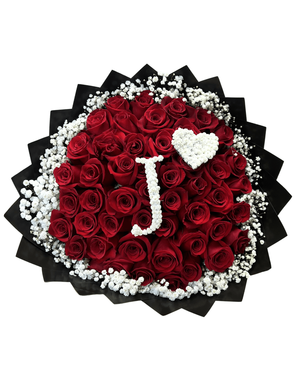 Red Rose Bouquet with Custom Initial - Luxberries & Floral