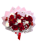 Red Rose, Carnation & Alstroemeria Mixed Bouquet - Luxberries & Floral