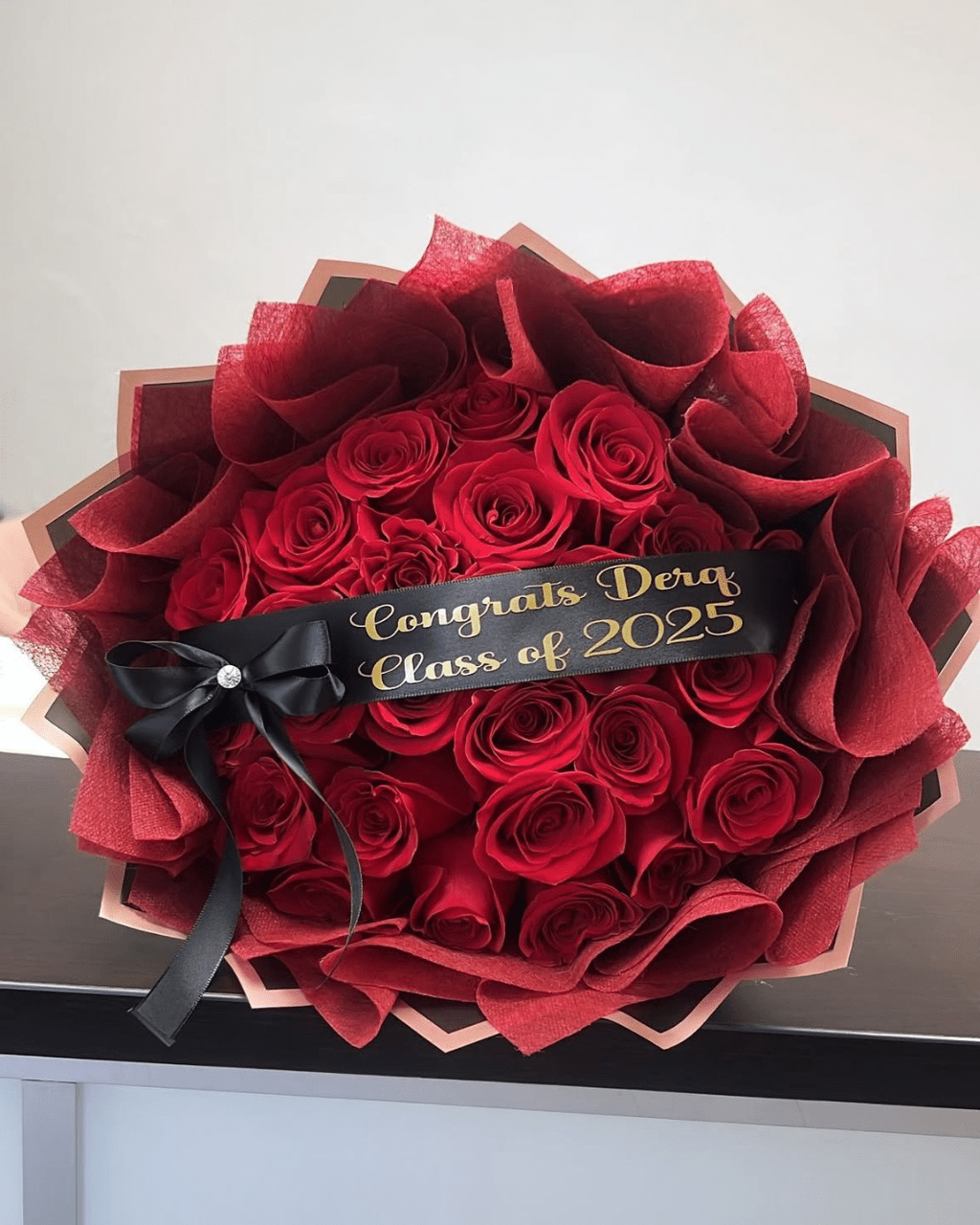 Red Rose Class of 2025 Graduation Bouquet - Luxberries & Floral