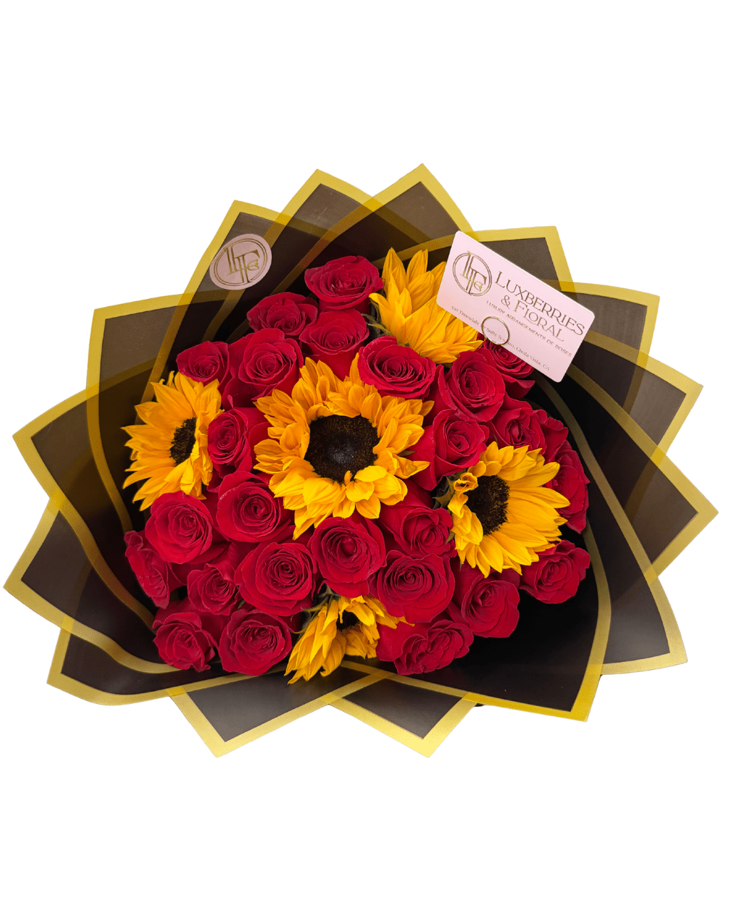 Red Rose & Sunflower Bouquet - Luxberries & Floral
