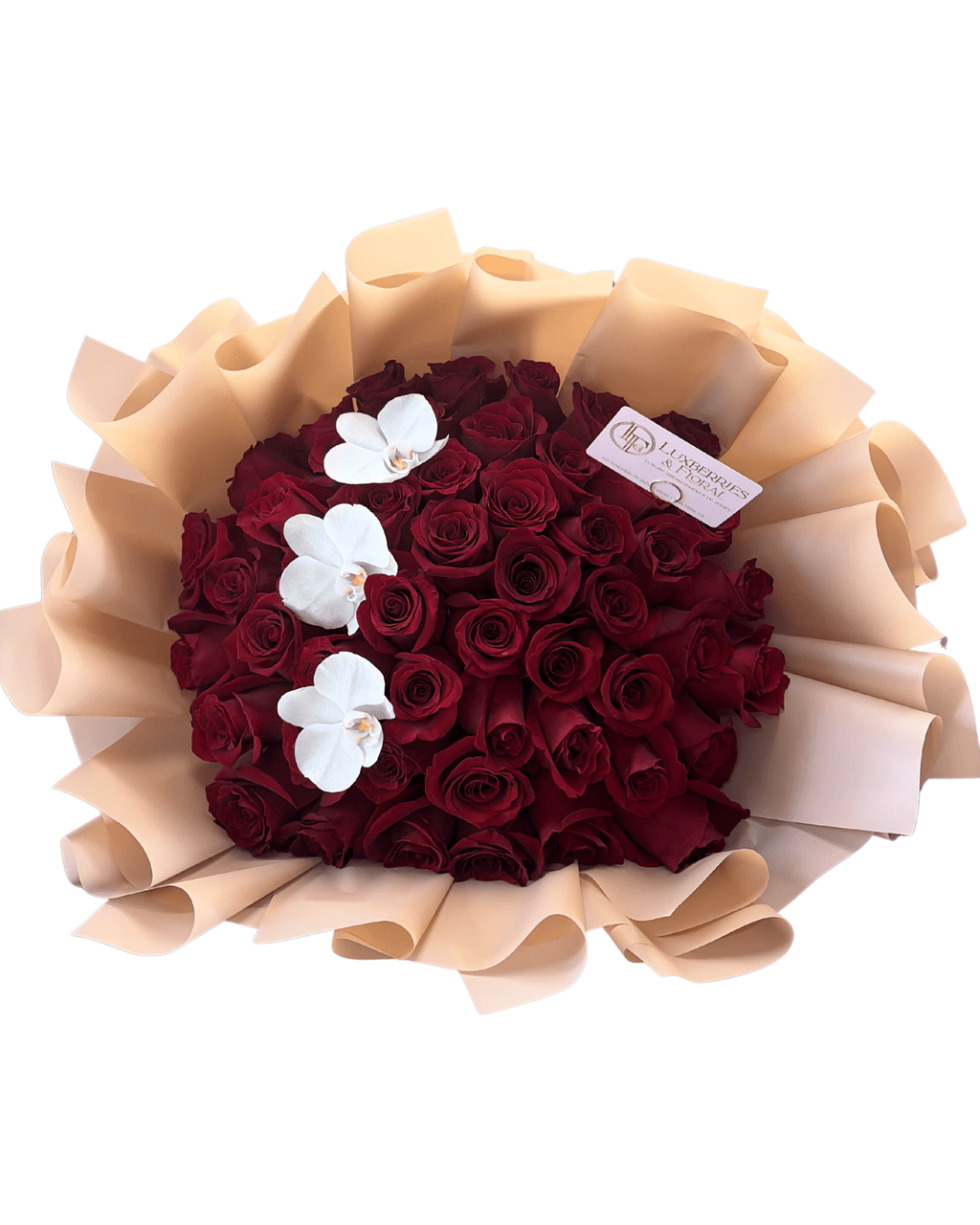Red Rose & White Orchid Grand Bouquet - Luxberries & Floral