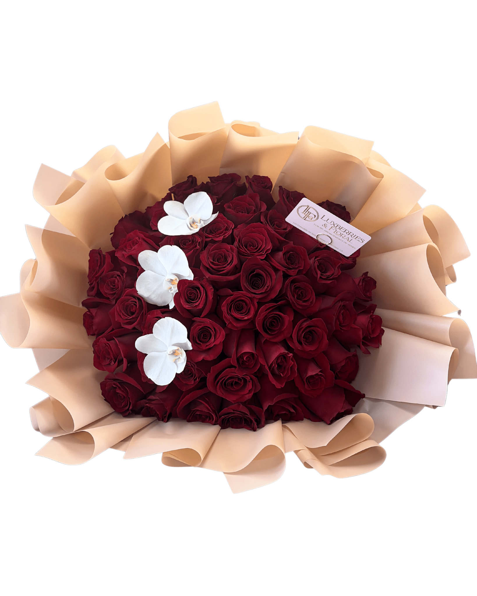 Red Rose & White Orchid Grand Bouquet - Luxberries & Floral