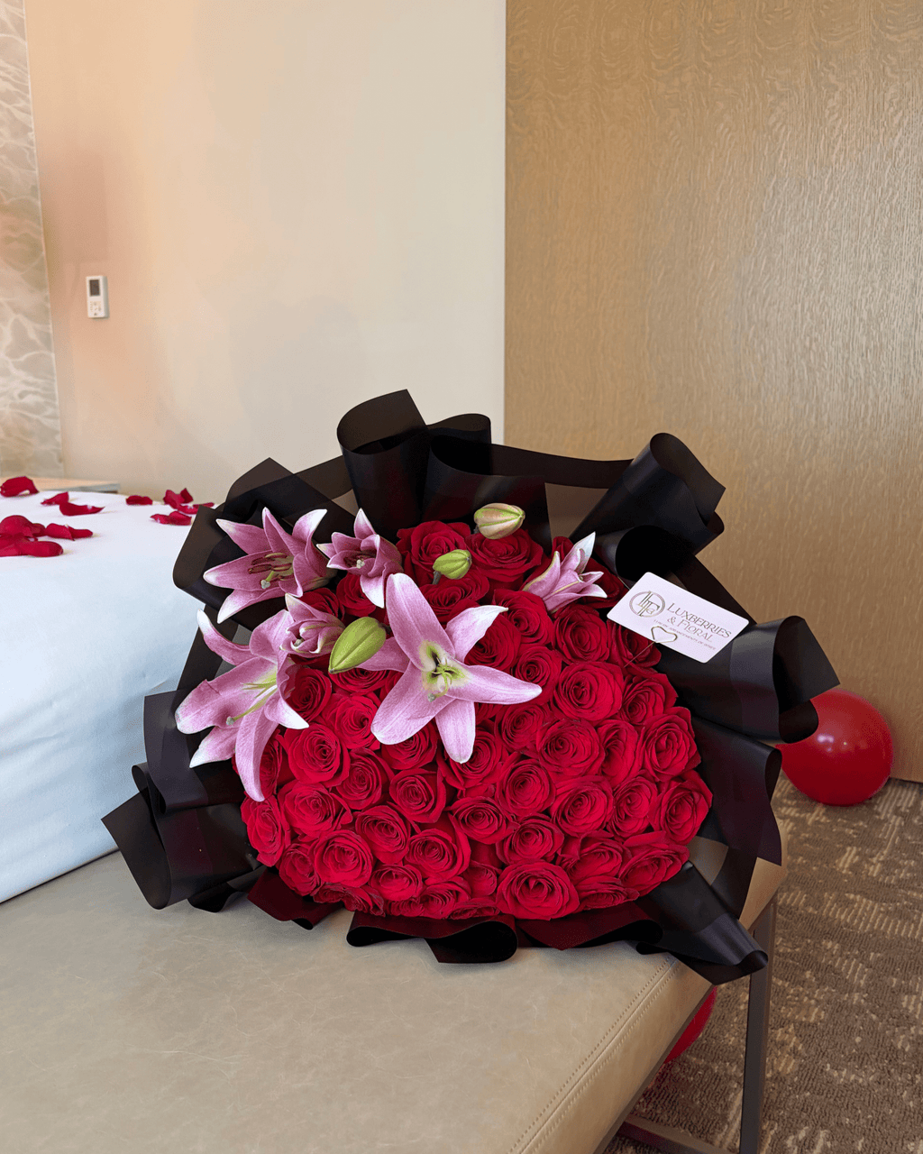 Romantic Hotel Room Proposal Package - Luxberries & Floral