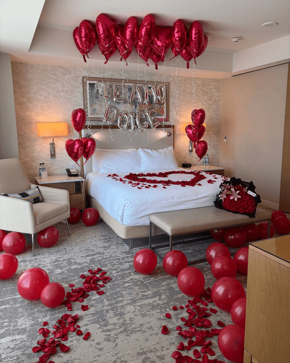Romantic Hotel Room Proposal Package - Luxberries & Floral