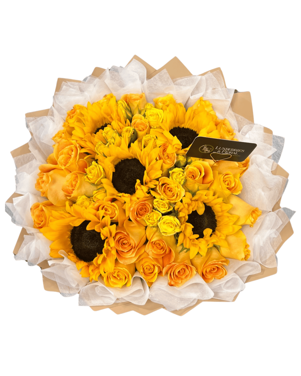Sunflower & Golden Rose Garden Bouquet - Luxberries & Floral