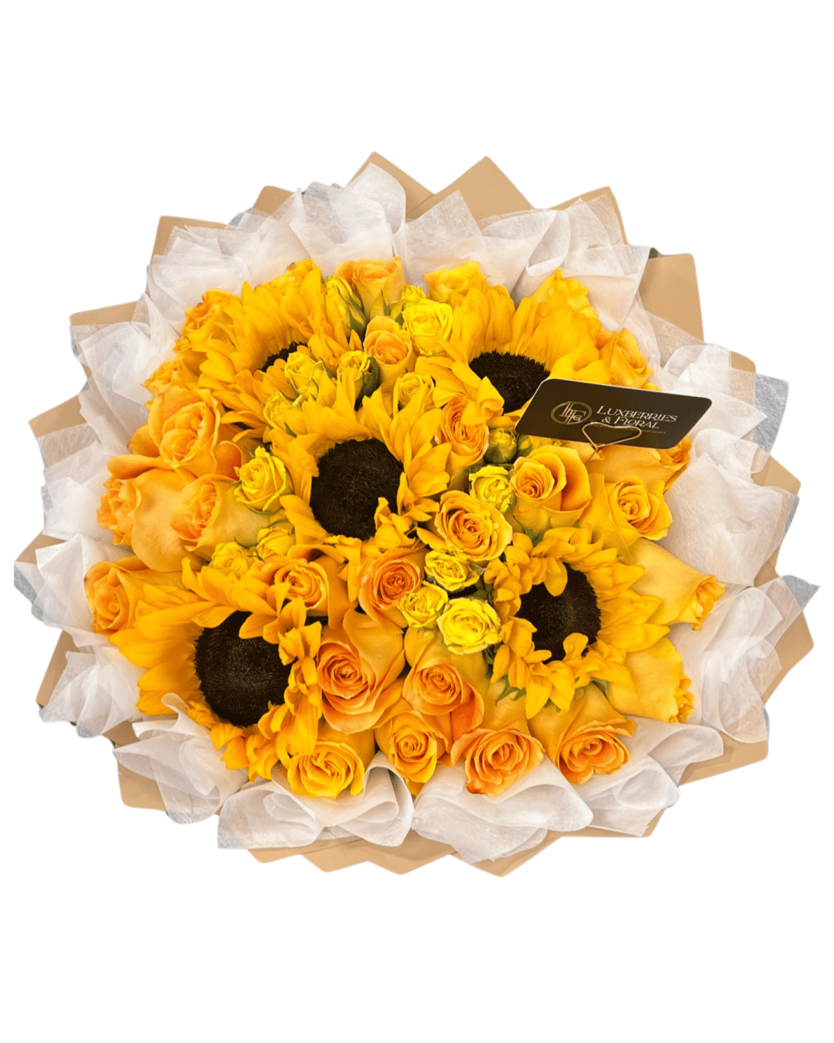 Sunflower & Golden Rose Garden Bouquet - Luxberries & Floral