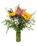 Sunflower & Lily Wildflower Vase Arrangement - Luxberries & Floral