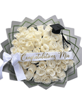 White Rose Graduation Bouquet with Cap - Luxberries & Floral