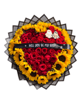 "Will You Be My Boo" Red Rose & Sunflower Heart Bouquet - Luxberries & Floral
